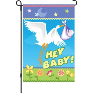 12 in. Baby Shower Garden Flag - Here Comes Baby