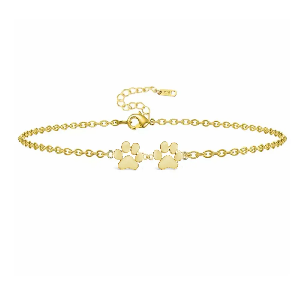 18K Gold Plated Double Paw Print Bracelet - Available in Gold and Silver