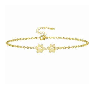 18K Gold Plated Double Paw Print Bracelet - Available in Gold and Silver