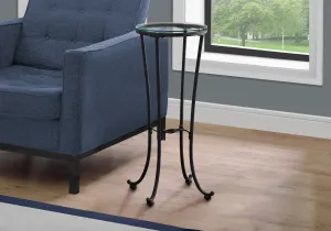 Accent Table - Hammered Black Metal With Tempered Glass