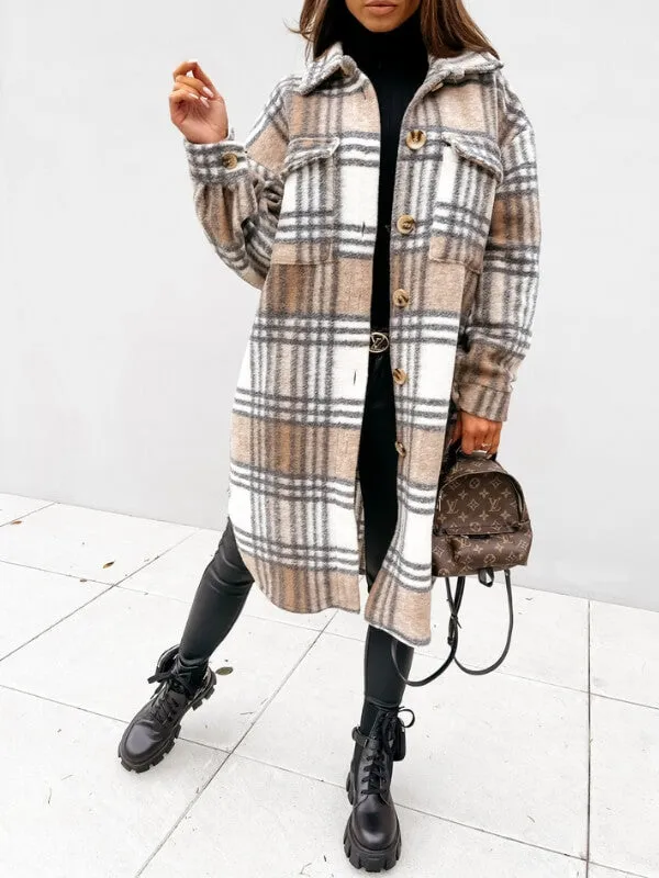 Amy™ | Women's Long Checked Coat