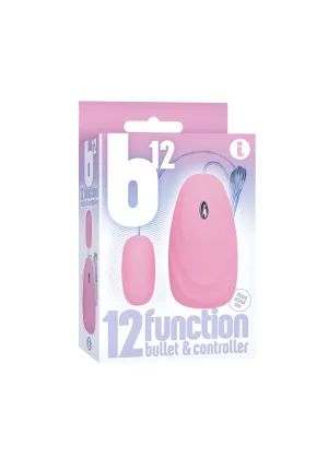 B12 12-Function Bullet Vibrator with Sleek Design in Pink