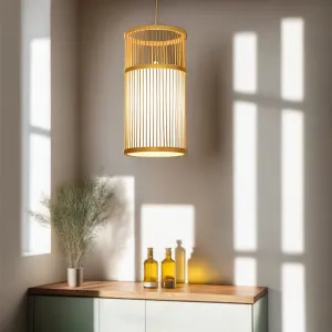 Bamboo Lamp for Living Room | Rattan Pendant light | Cane ceiling light - Srinidhi