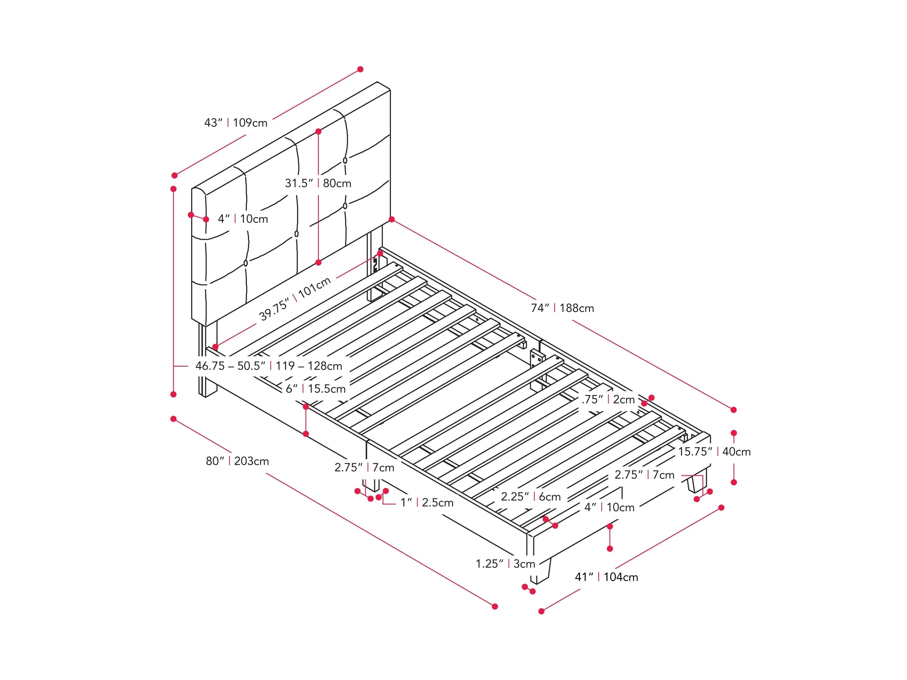 Blue Twin/Single Panel Bed