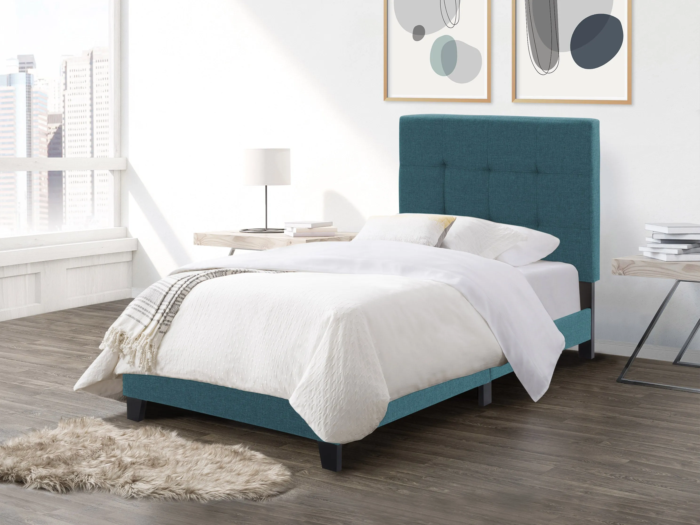 Blue Twin/Single Panel Bed