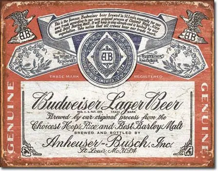 Budweiser History Tin Sign