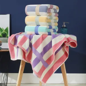 Colorful Striped Cotton Bath Towel, HG0059