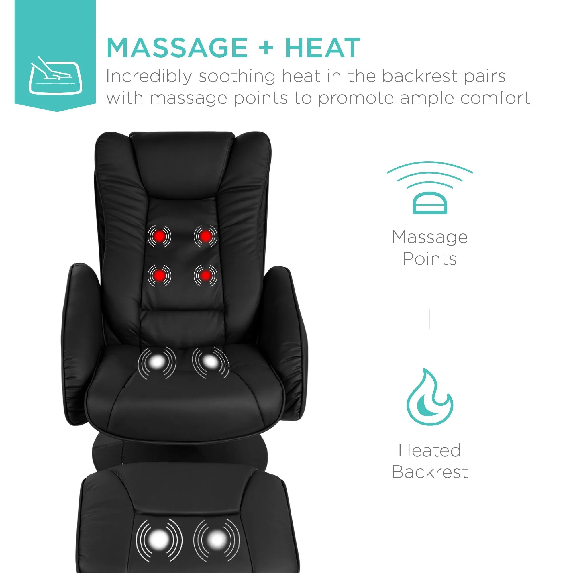 Faux Leather Electric Massage Recliner Chair w/ Stool Ottoman, Remote