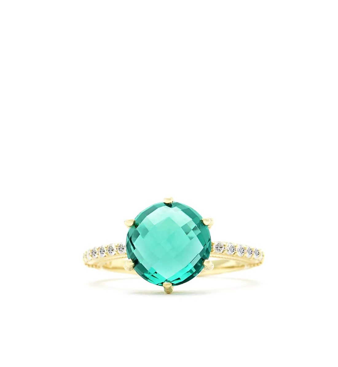 Flora Green Quartz Round Stone Ring