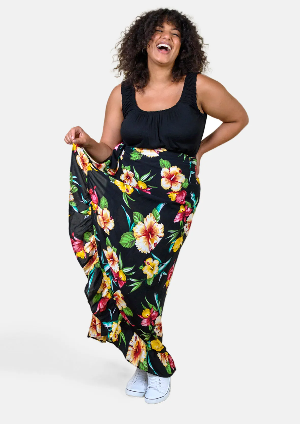 Floral Wrap Long Skirt