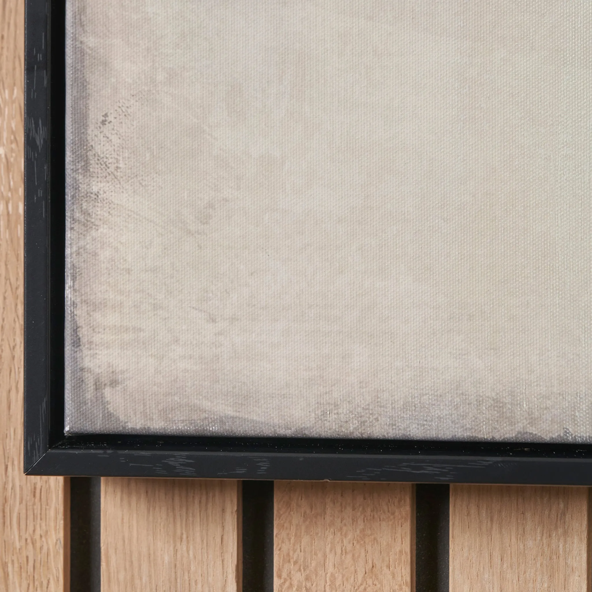 Grey and White Abstract Canvas with Black Frame