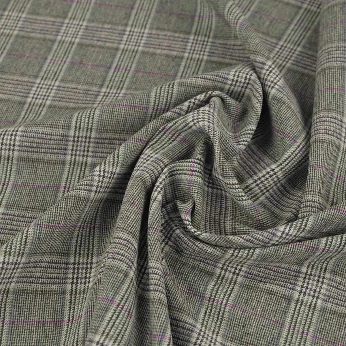 Grey Check Flannel Fabric 97540