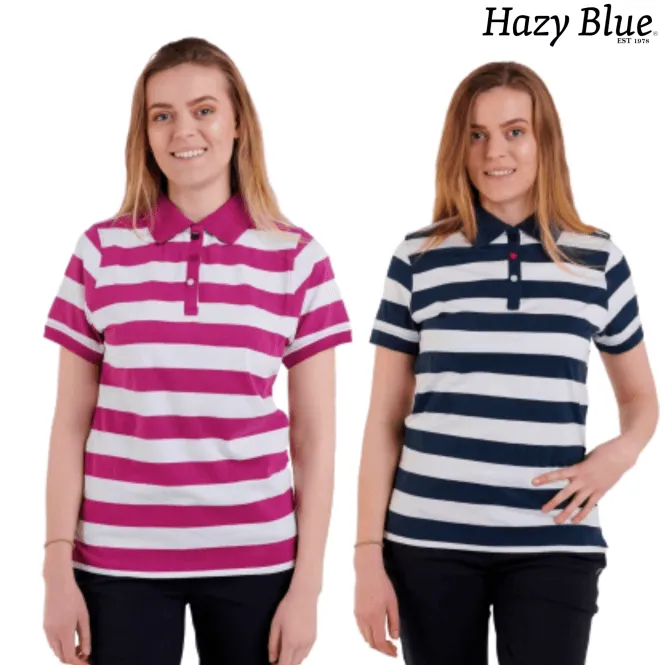 Hazy Blue Womens Short Sleeve Polo Shirt - Sienna