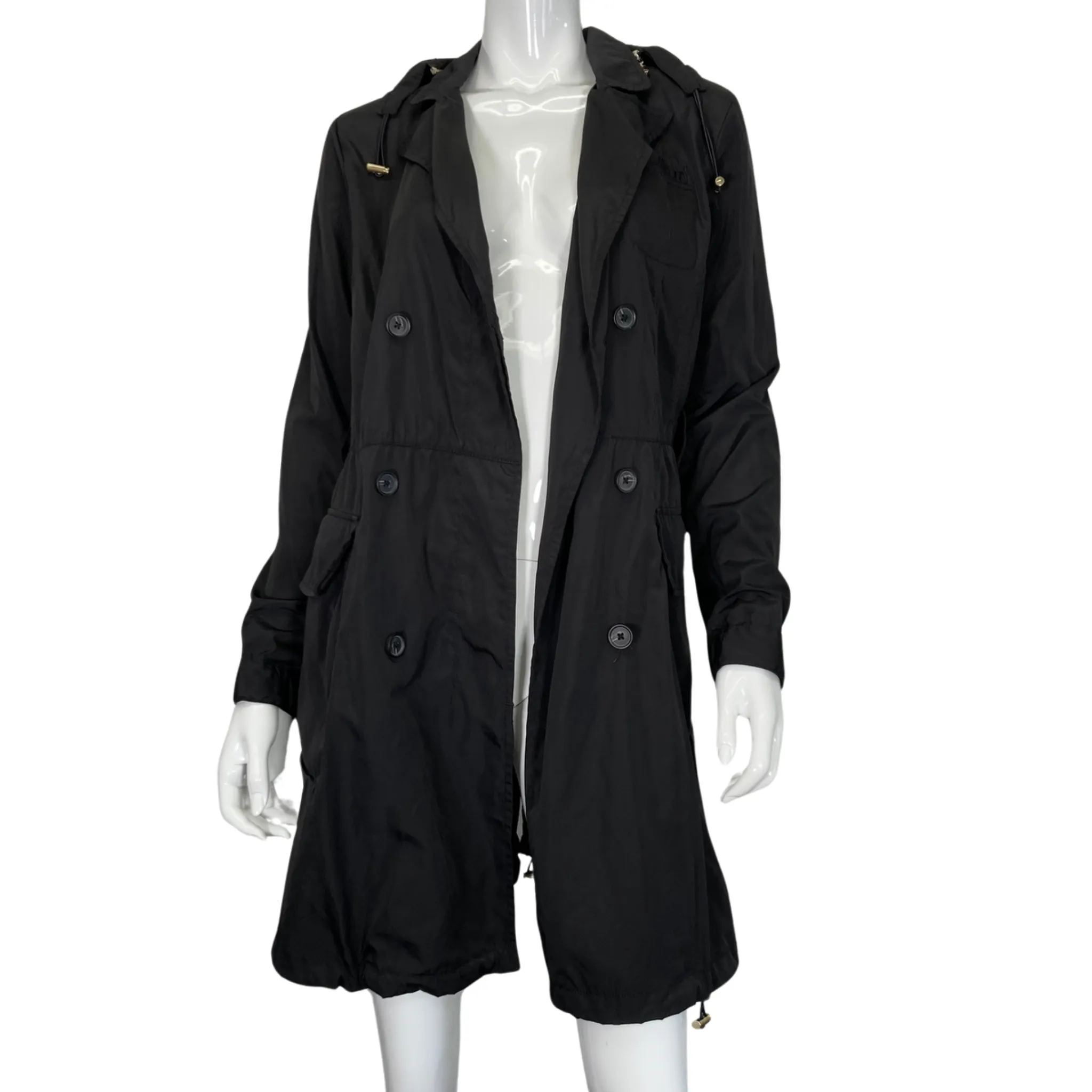 Henri Bendel Black Sleek Trench Raincoat