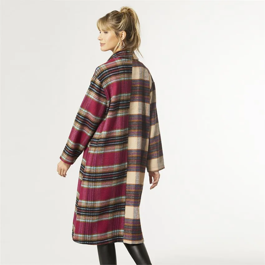 Hope Oversized Long Plaid Trench-Coat