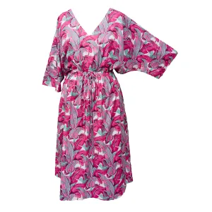 Hot Pink Feathers Cotton Maxi Dress UK Size 18-32 M147