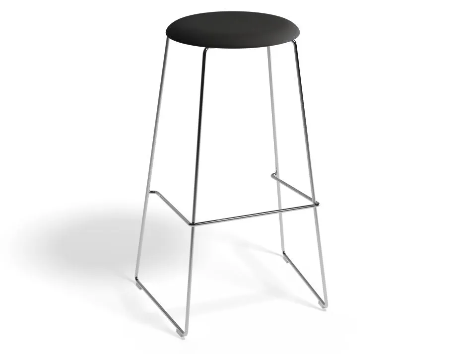 Hugo Bar Stool - Chrome - Fabric Seat - 77cm Round / Light Grey Fabric Seat / Commercial