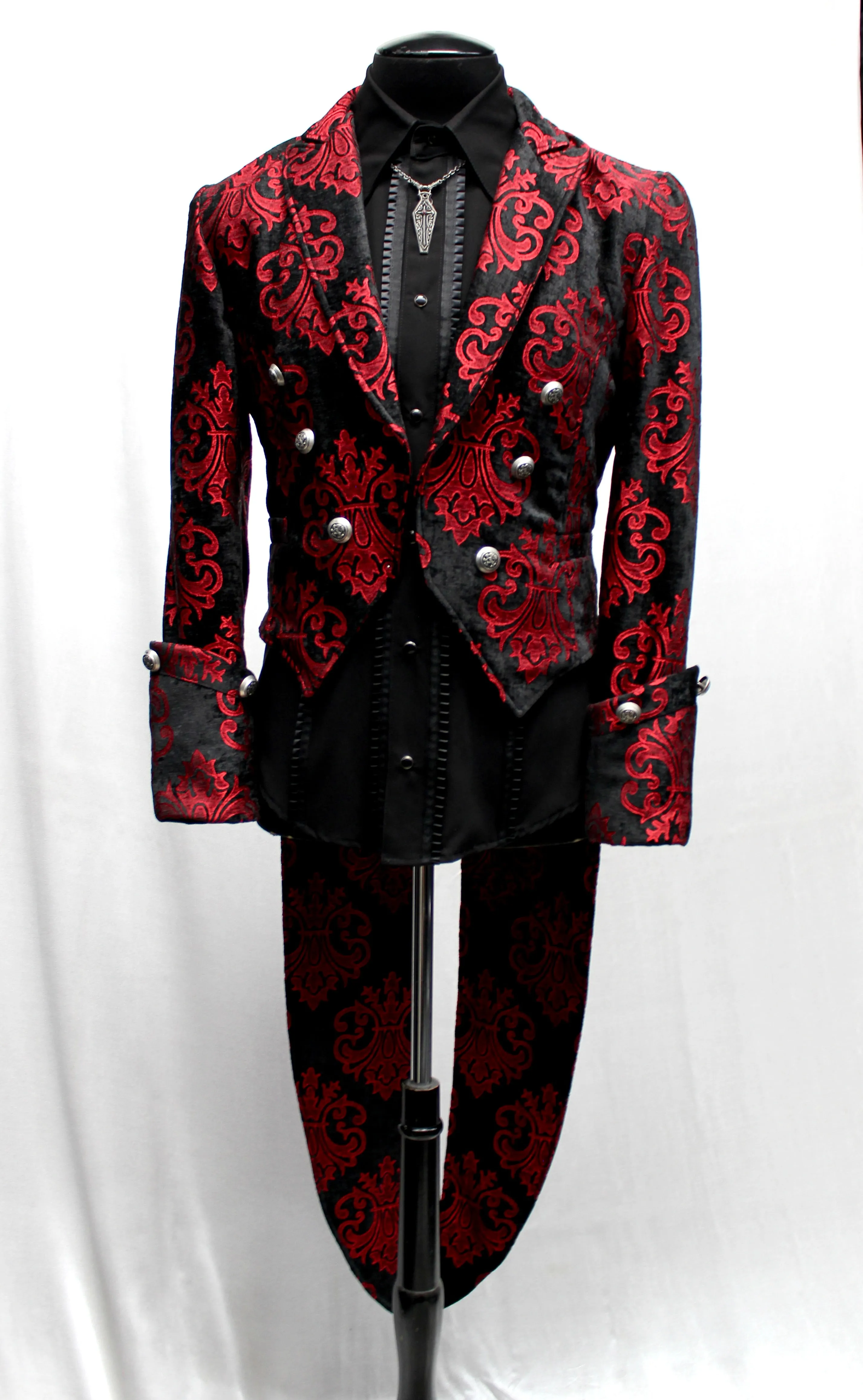 IMPERIAL TAILCOAT - RED ON BLACK VELVET BROCADE