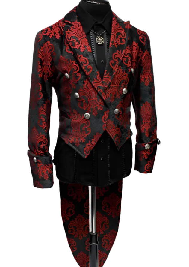 IMPERIAL TAILCOAT - RED ON BLACK VELVET BROCADE