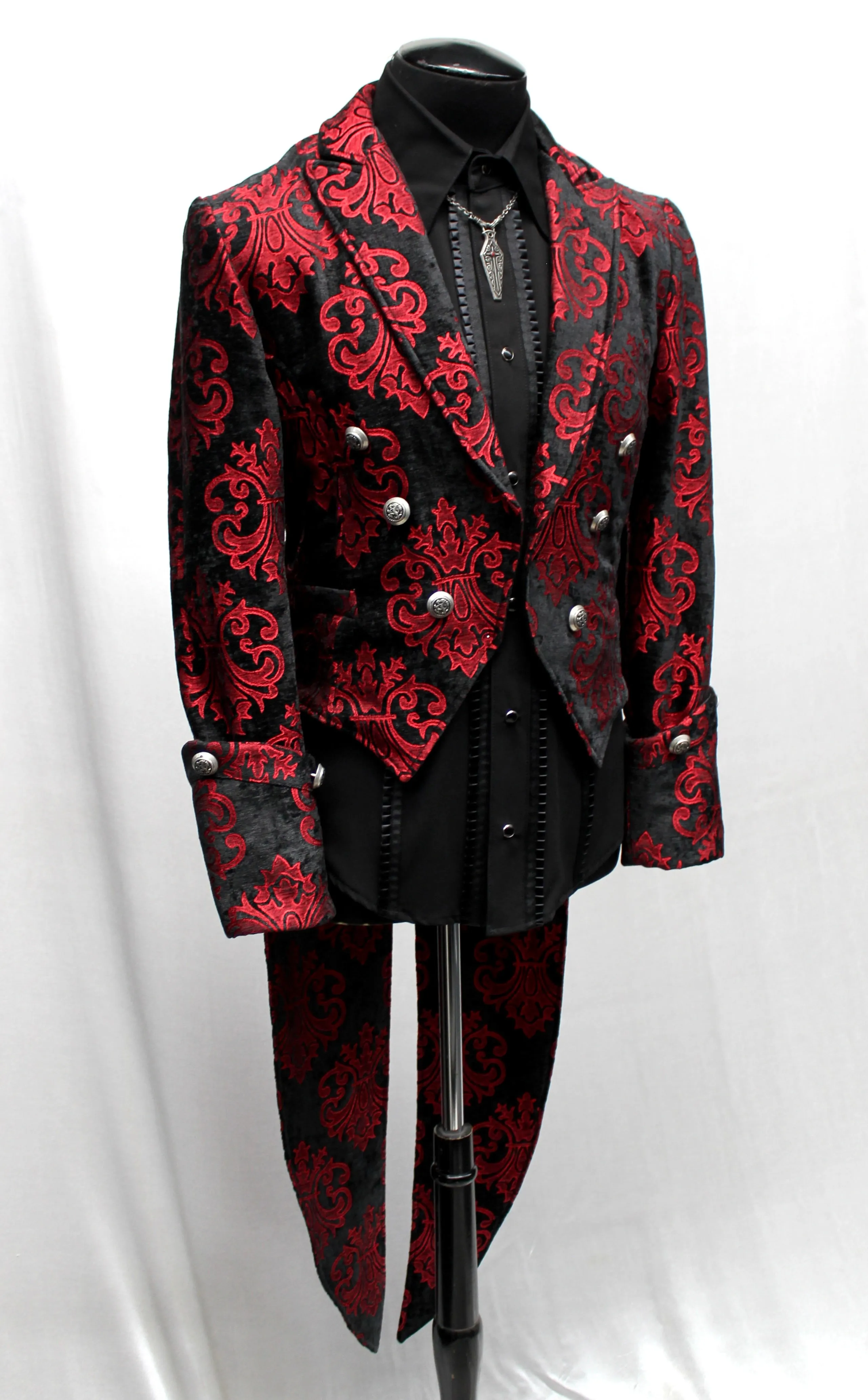 IMPERIAL TAILCOAT - RED ON BLACK VELVET BROCADE