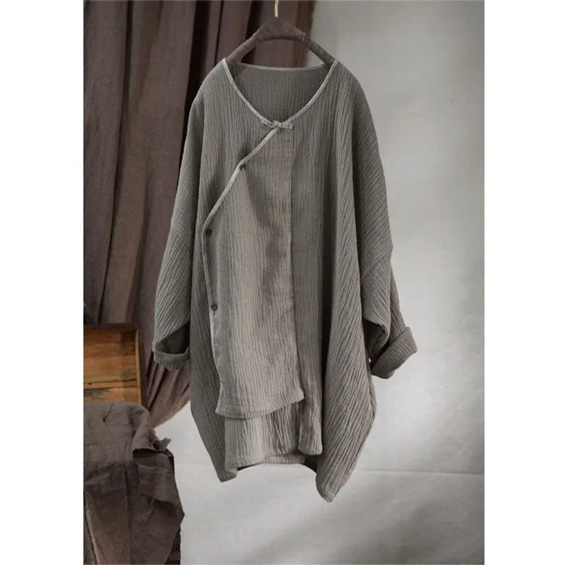 Irregular V Neck Cotton Linen Cardigan | Zen