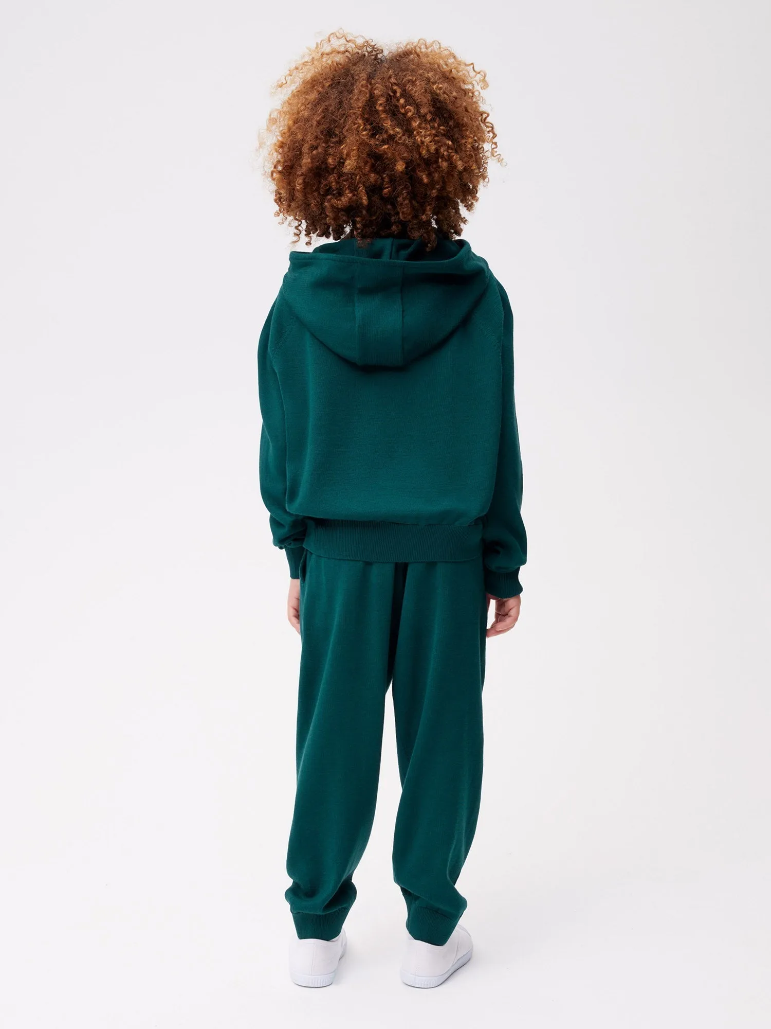 Kids Merino Wool Hoodie—deep green