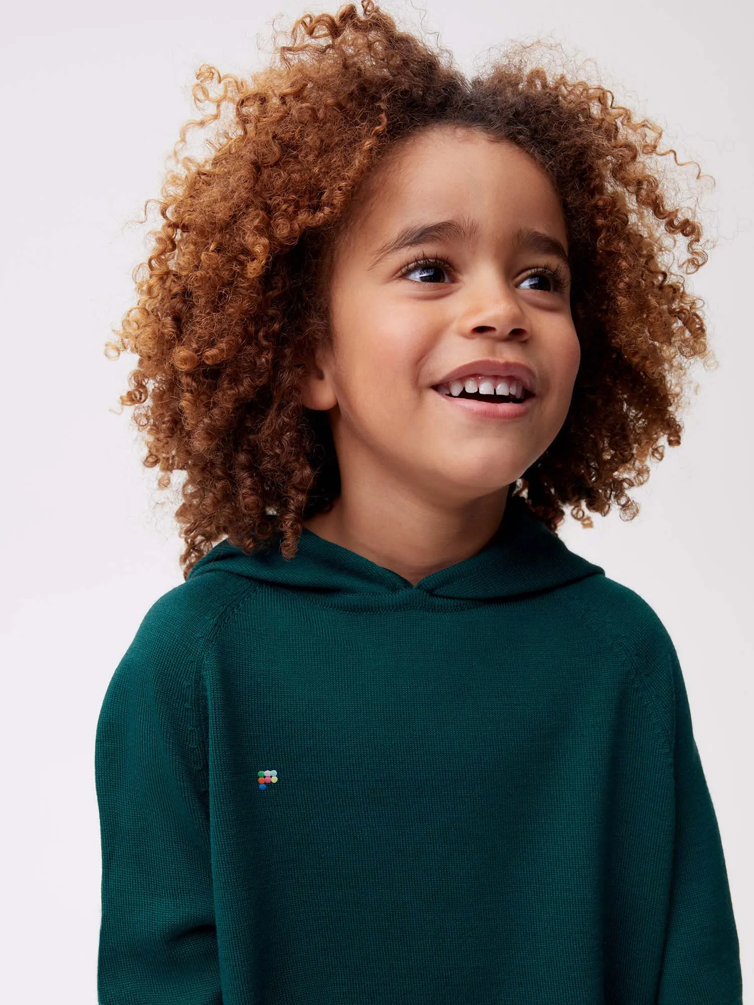 Kids Merino Wool Hoodie—deep green