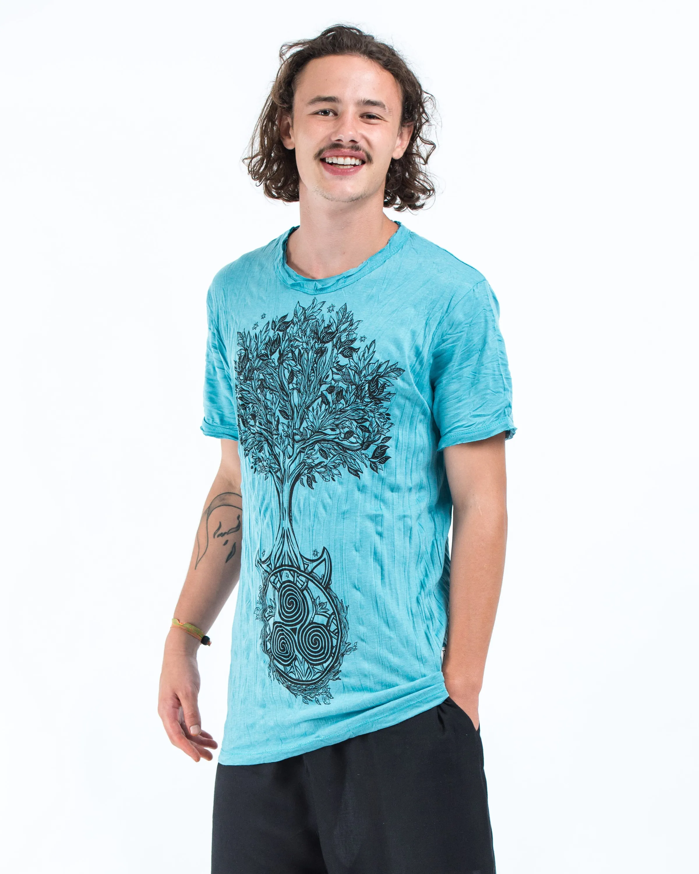 Mens Celtic Tree T-Shirt in Turquoise