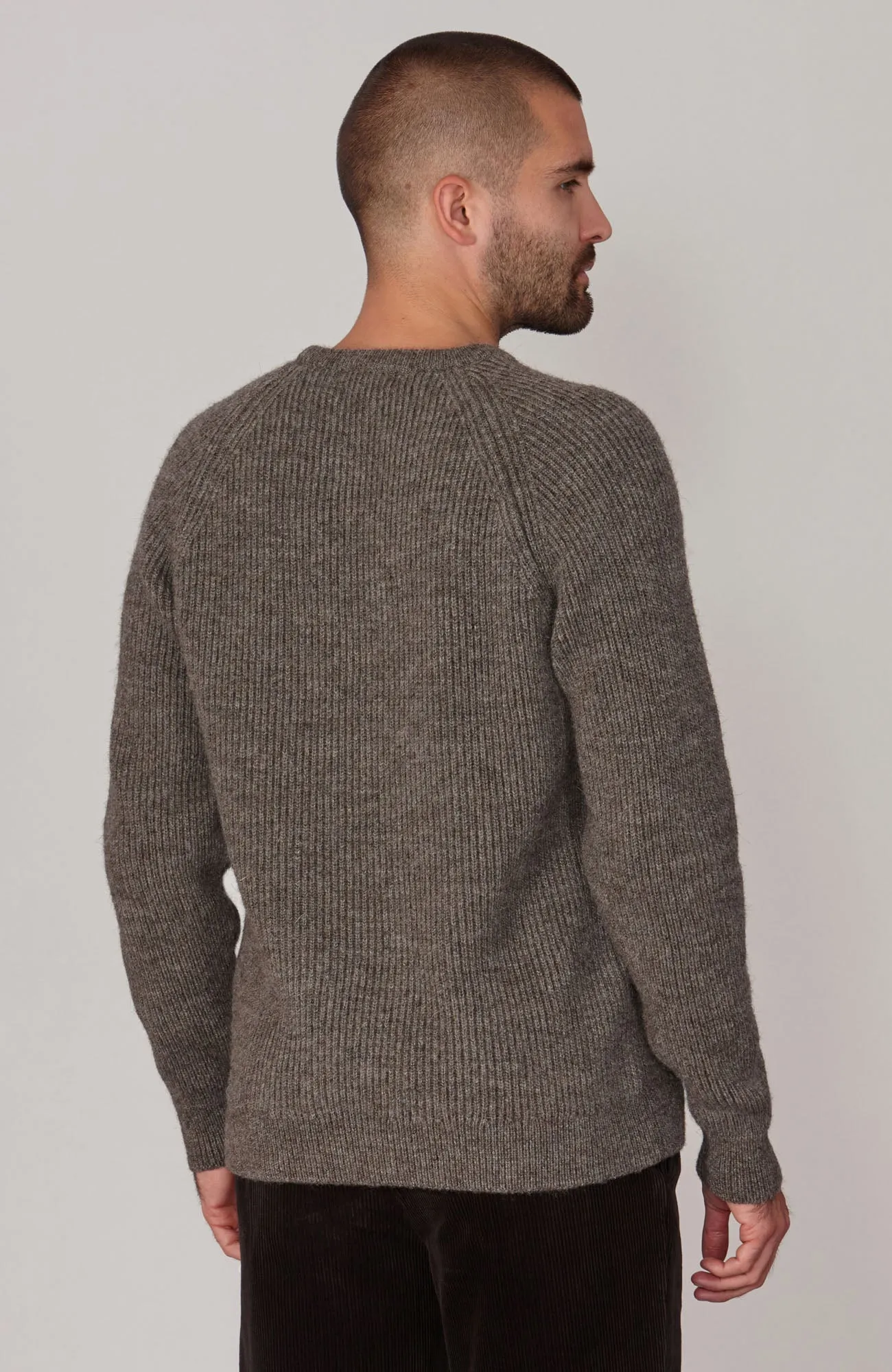 Mens Sheepsoft British Wool Fisherman Rib Knit Jumper