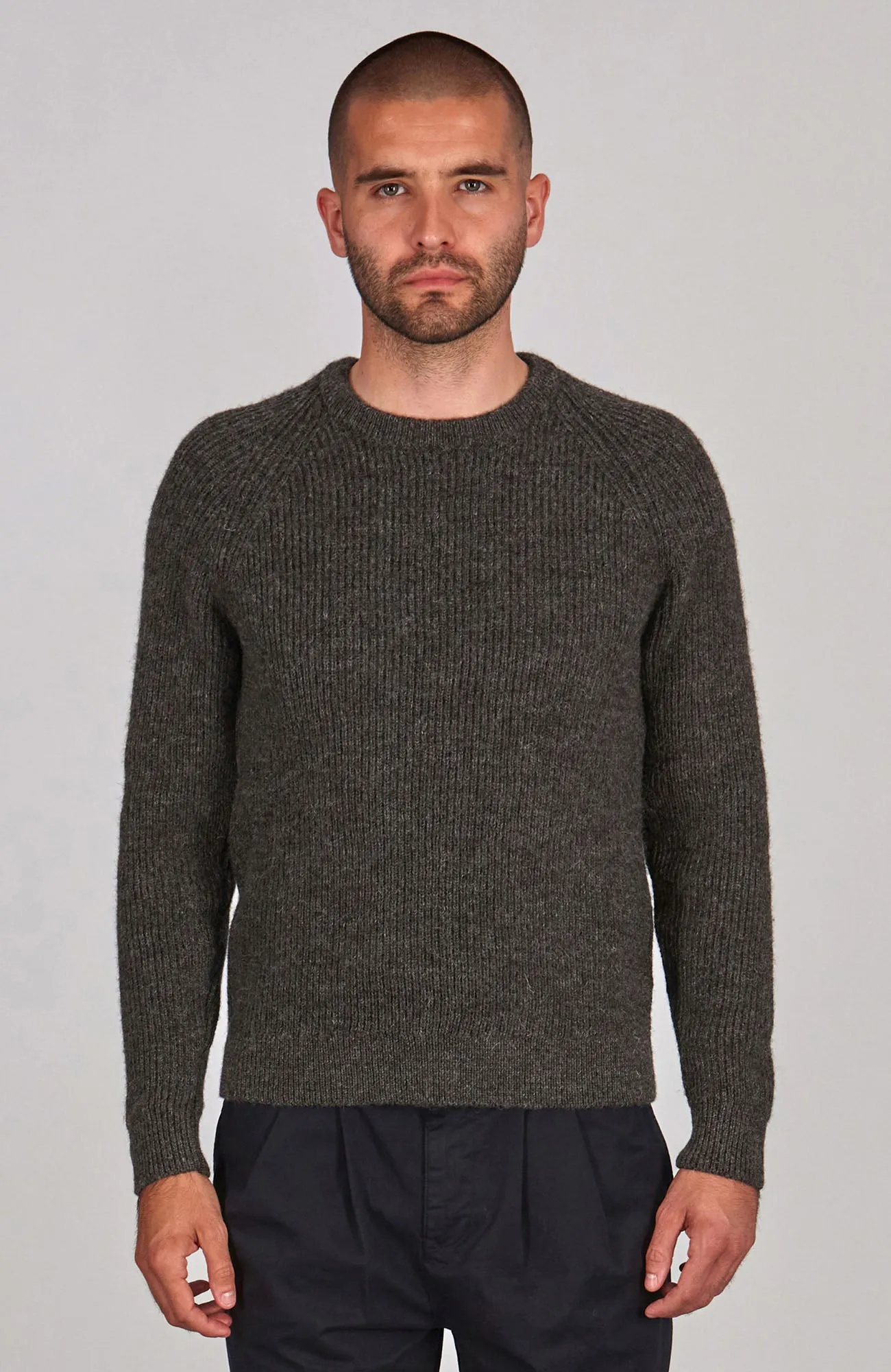 Mens Sheepsoft British Wool Fisherman Rib Knit Jumper