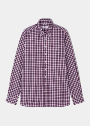 Mirfield Burgundy Check Cotton Shirt - Classic Fit