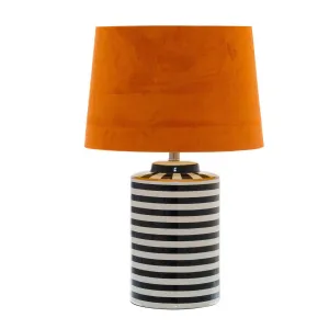 Monochrome Ceramic Lamp With Burnt Orange Shade