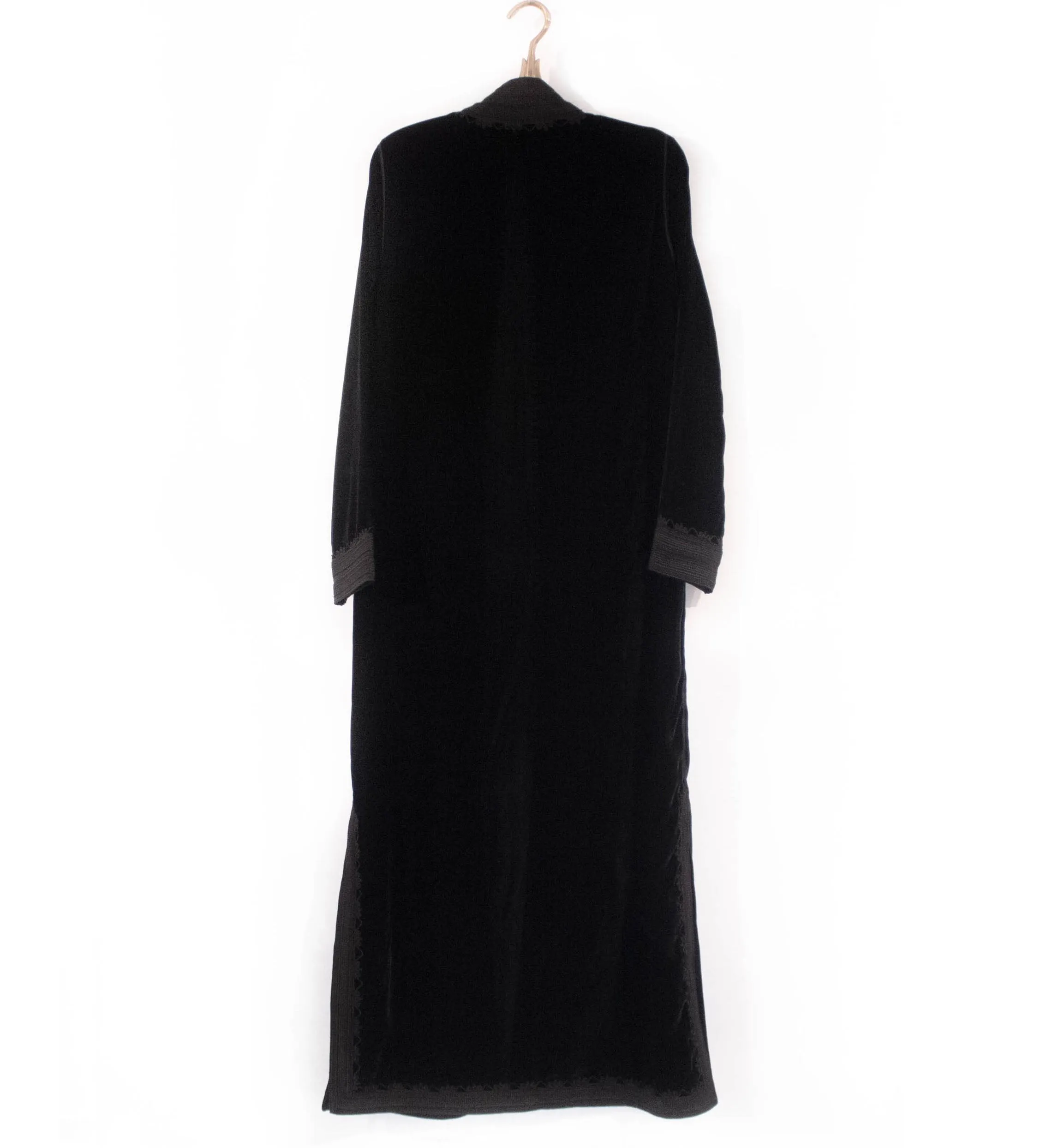 Moroccan Long Velvet Jacket: Black