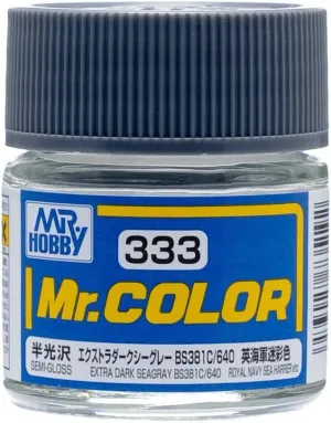 Mr. Hobby C333 Mr. Color Semi Gloss Extra Dark Seagray BS381C/640 Lacquer Paint 10ml