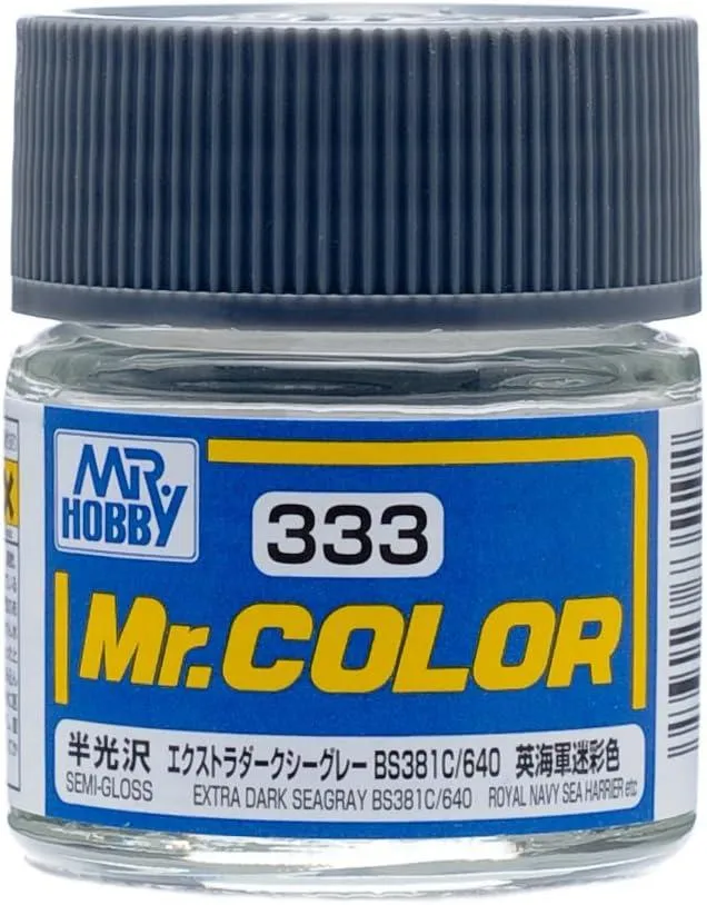 Mr. Hobby C333 Mr. Color Semi Gloss Extra Dark Seagray BS381C/640 Lacquer Paint 10ml