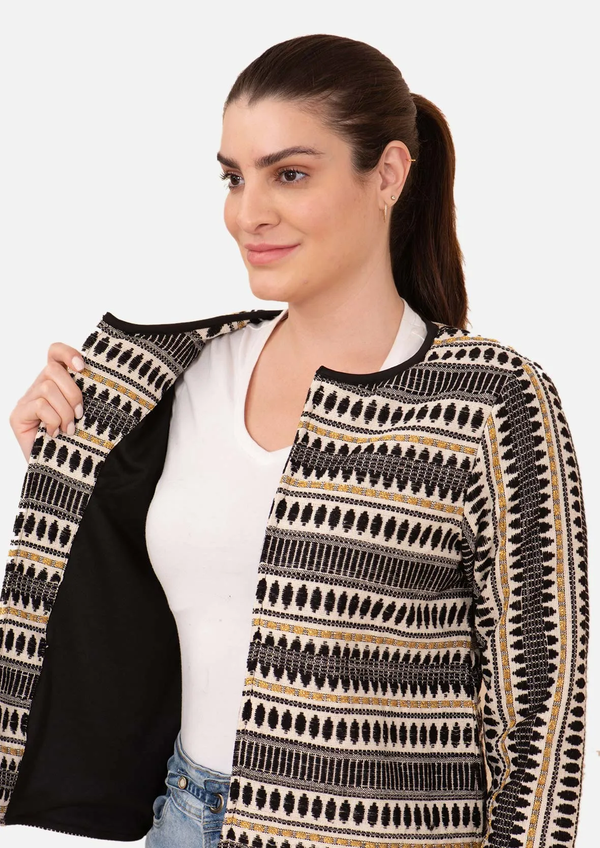 Multicoloured Open Front Jacket