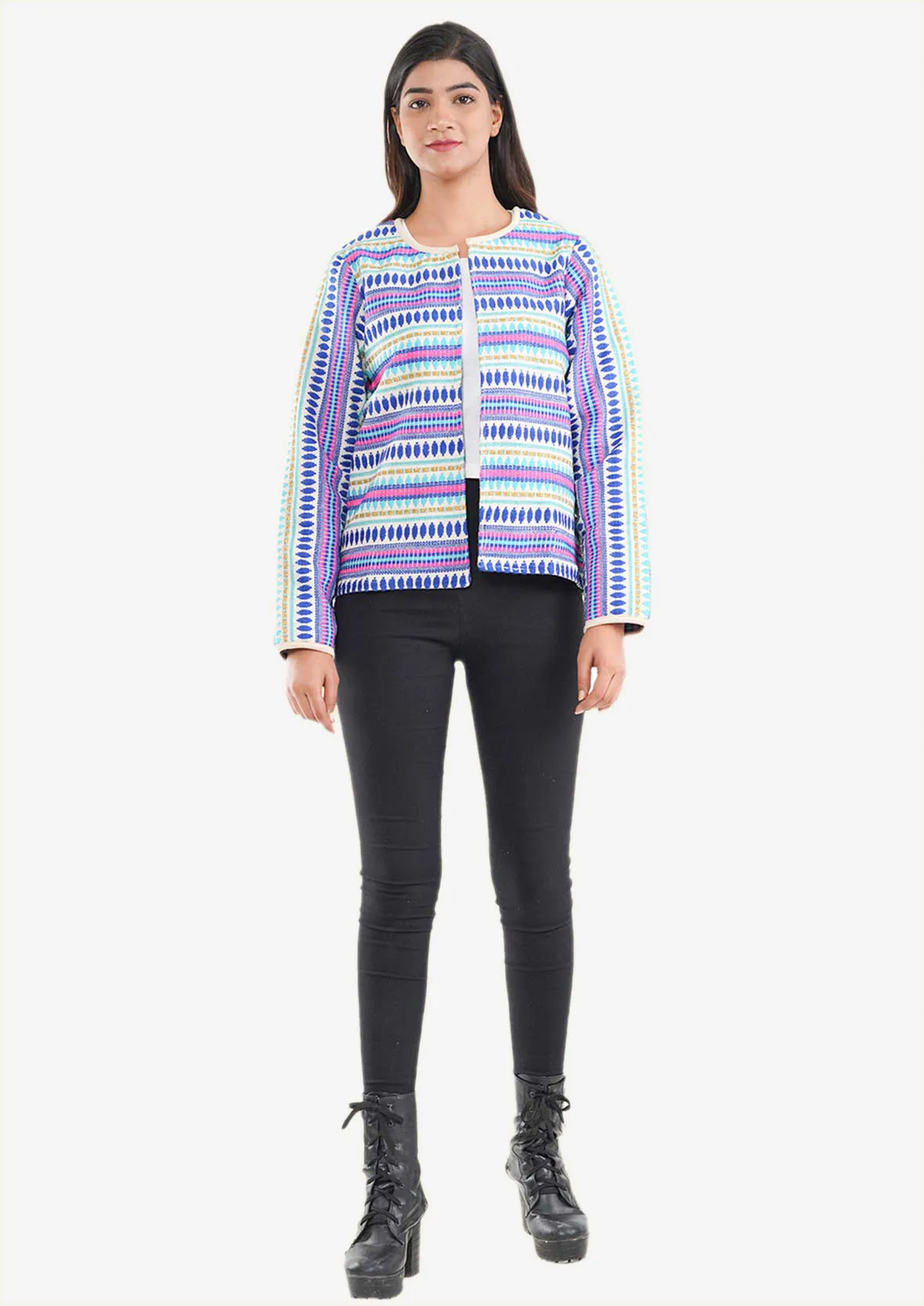 Multicoloured Open Front Jacket