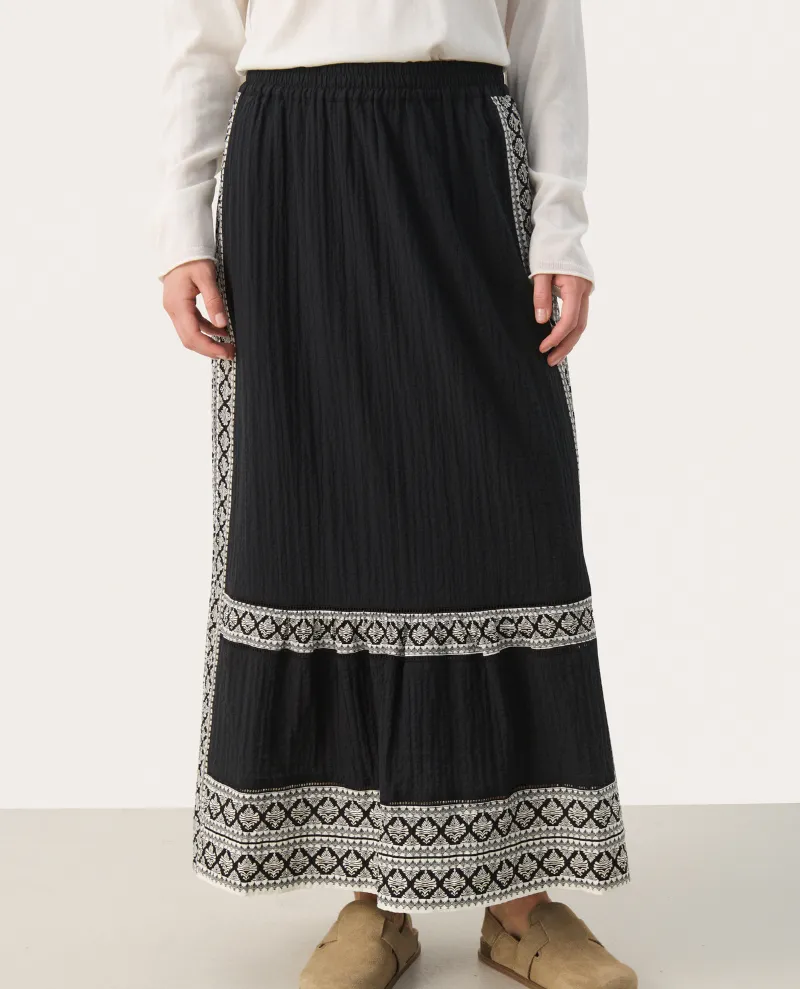 Part Two Jemina Black Border Print Skirt - UK8