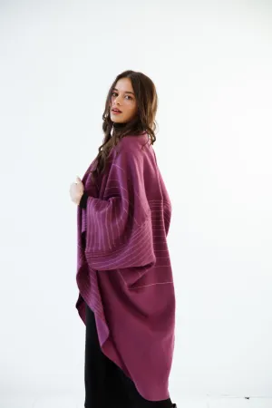 PETITE Wool Kimono Warm Plum