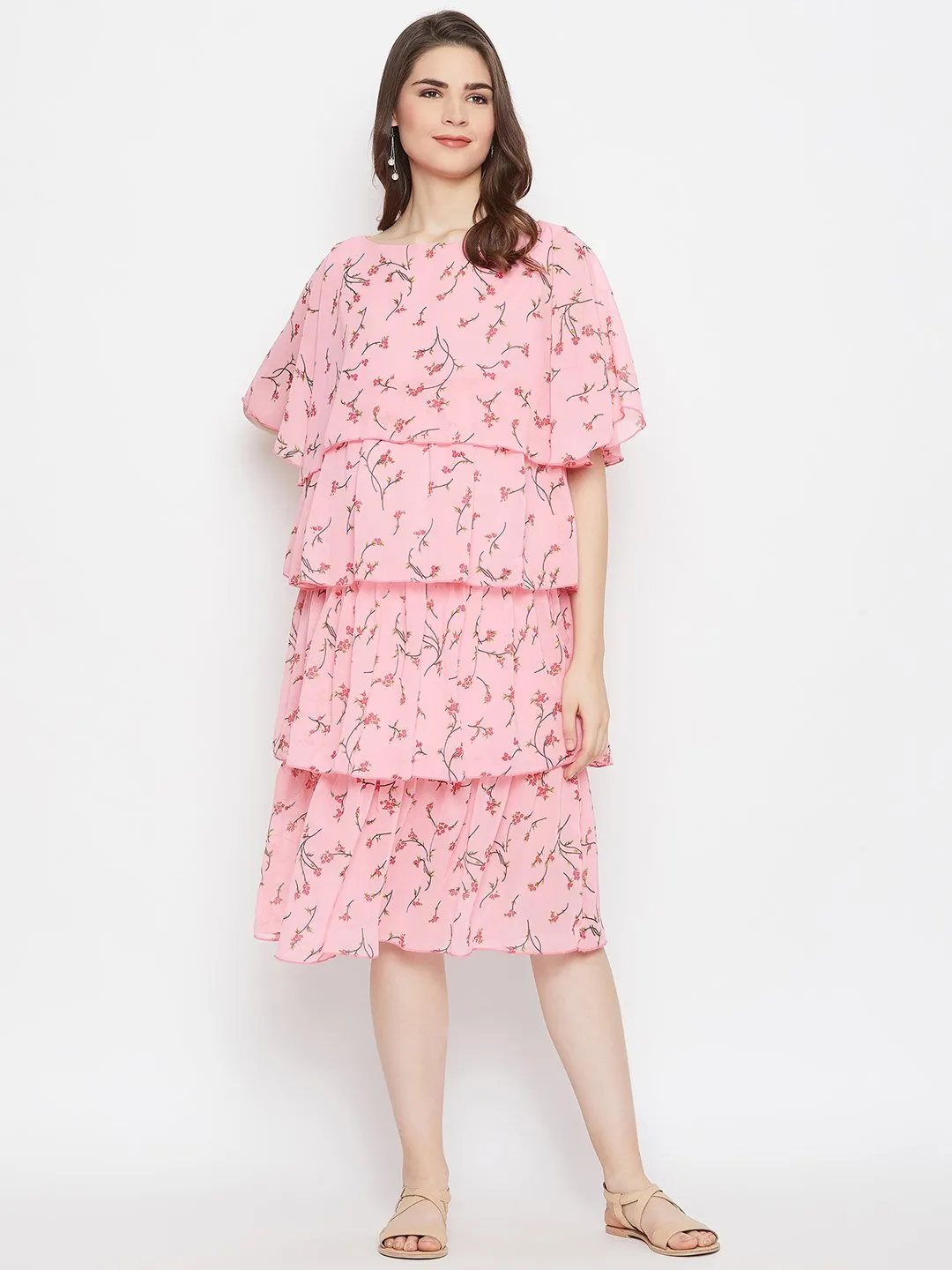 PINK FLORA LAYERED MATERNITY KAFTAN DRESS - (Final Sale)