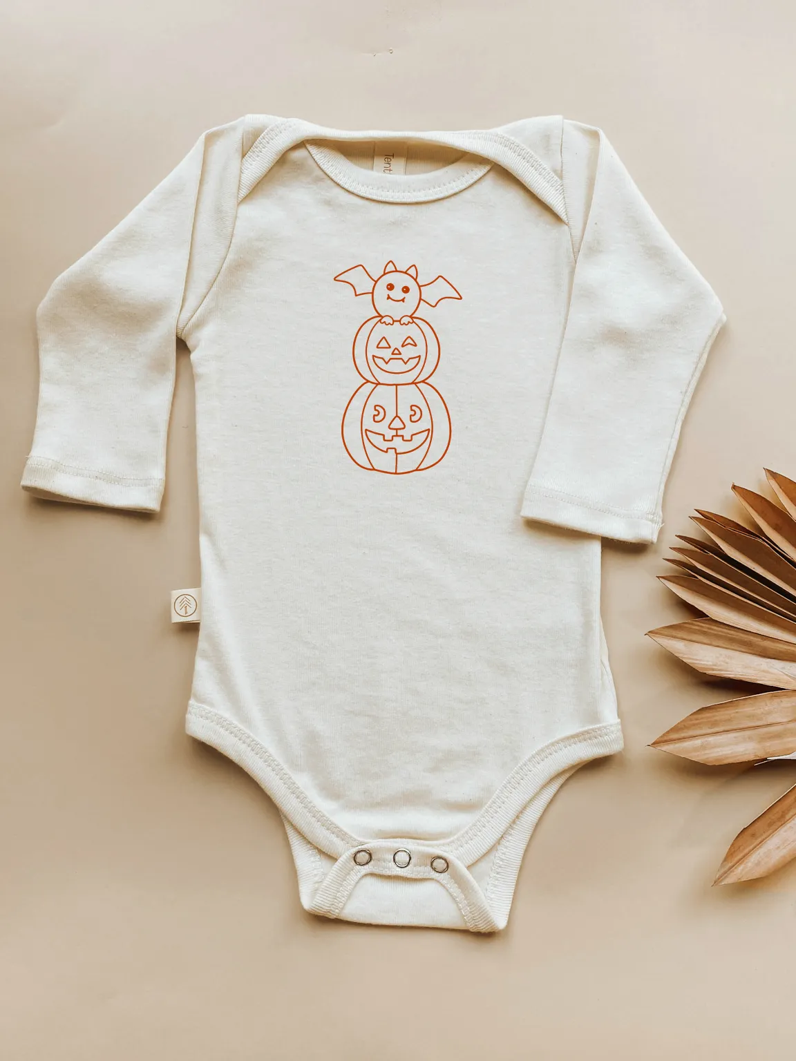 Pumpkin Stack Bat - Long Sleeve Organic Cotton Bodysuit