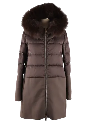 Quilted Down Parka W/  Fur Trim