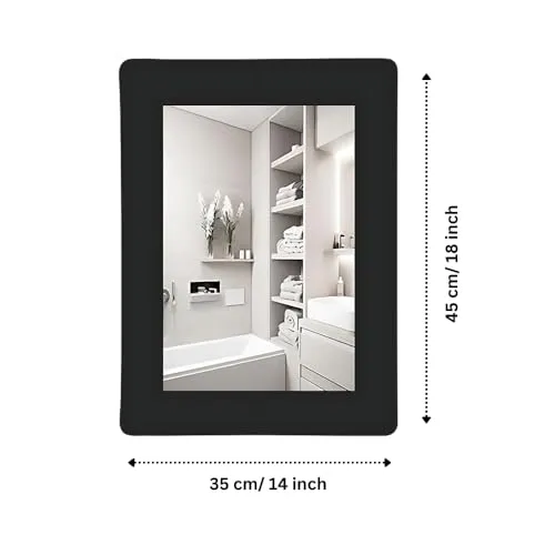 Rectangular Bathroom Mirror with Black Frame, Modern Design, Clear Reflection, Durable Build (14X18)