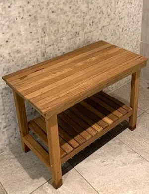 Slatted Teak Heavy-Duty Shower & Spa Bench