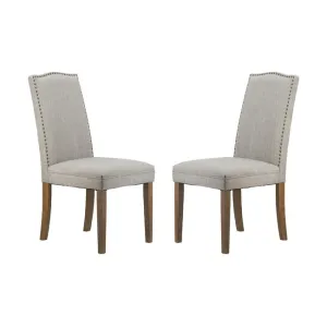 Studded Smoky Grey Armless Dining Chairs Set of 2