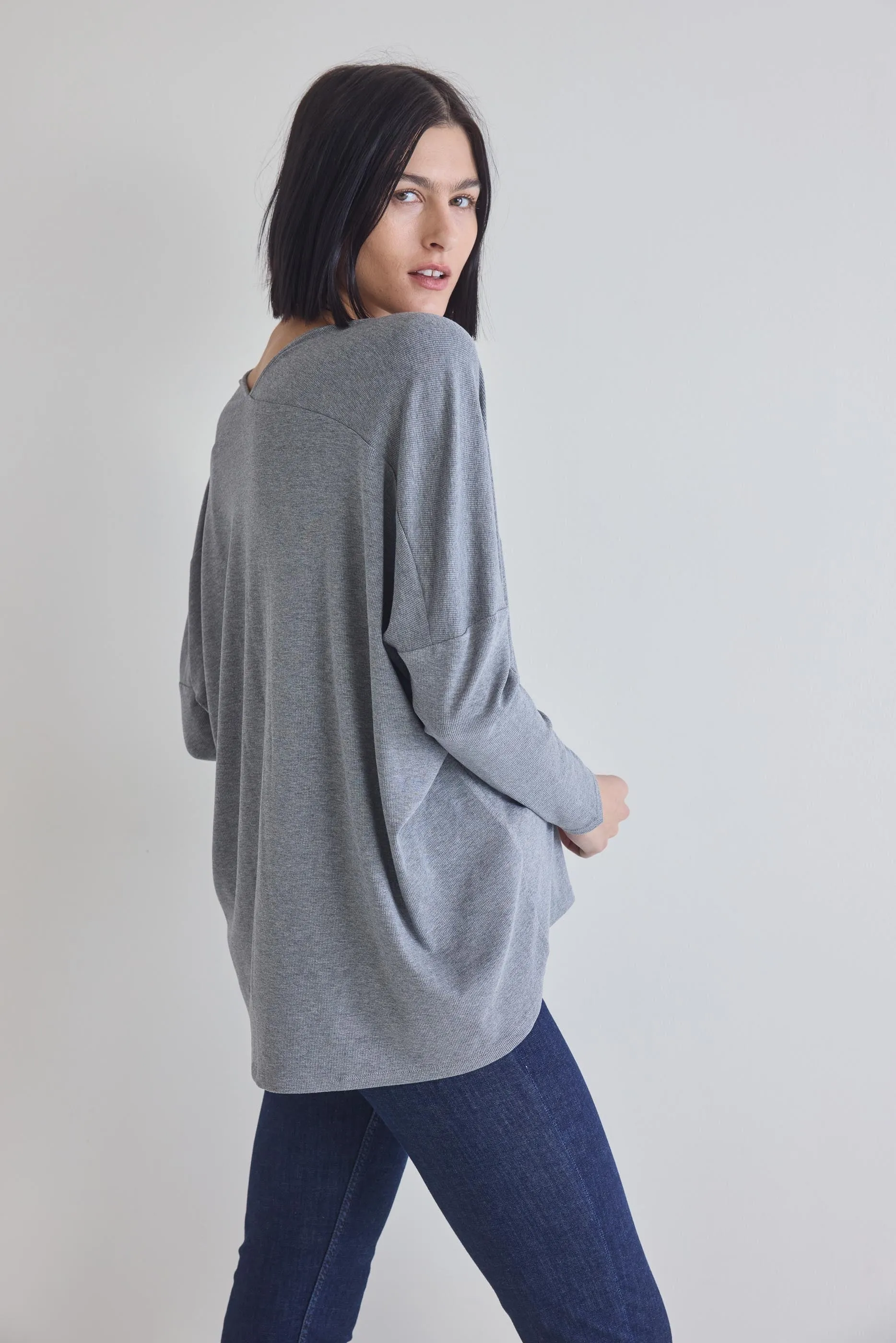 The Ribbed Dolman Long Sleeve Top