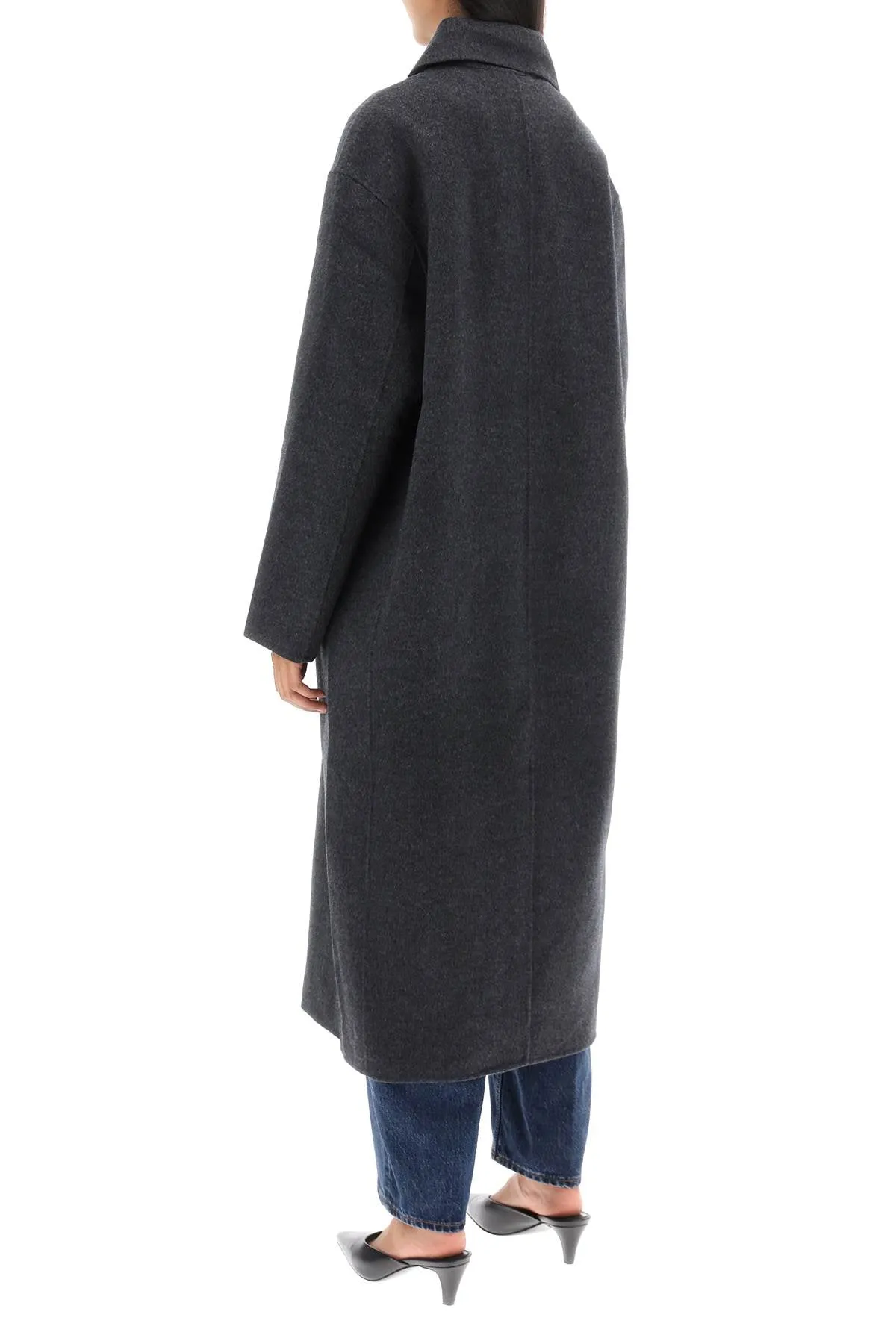 Toteme long car coat in wool doublé