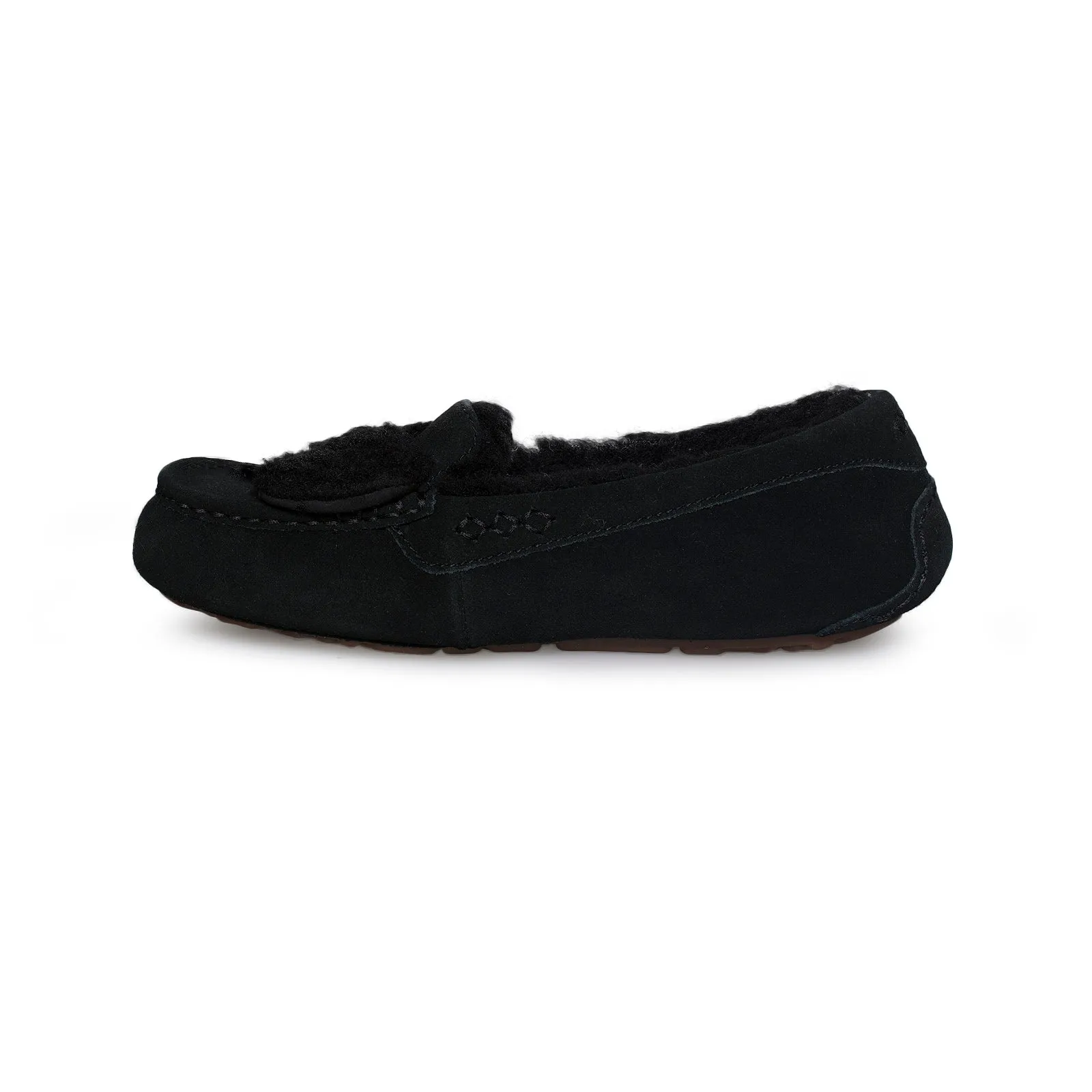 UGG Ansley Fur Bow Black Slippers