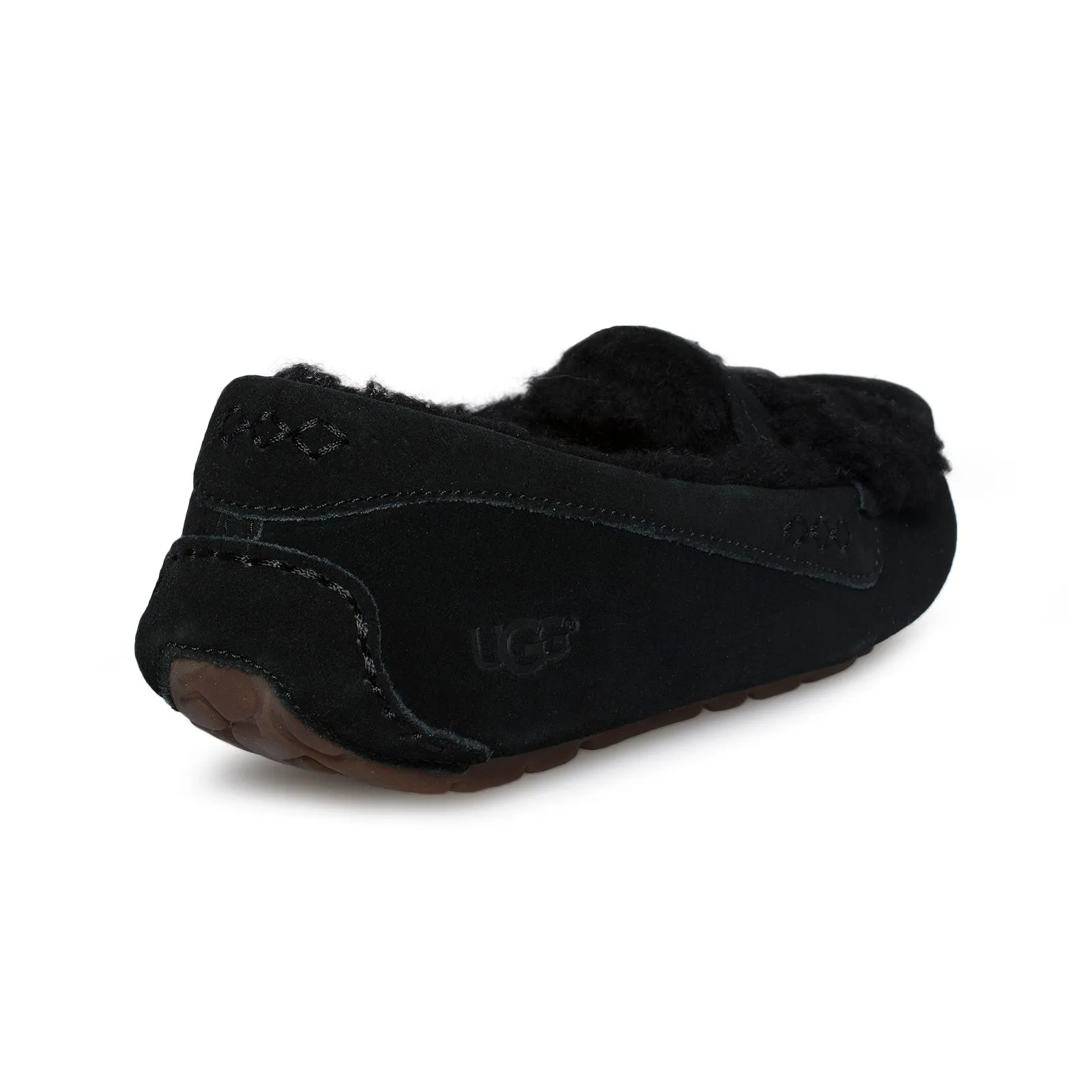 UGG Ansley Fur Bow Black Slippers