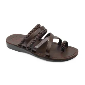 Uri - Strappy Braided Toe Loop Sandal | Brown